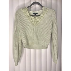Derek Heart Lace Detailed Cropped Sweater